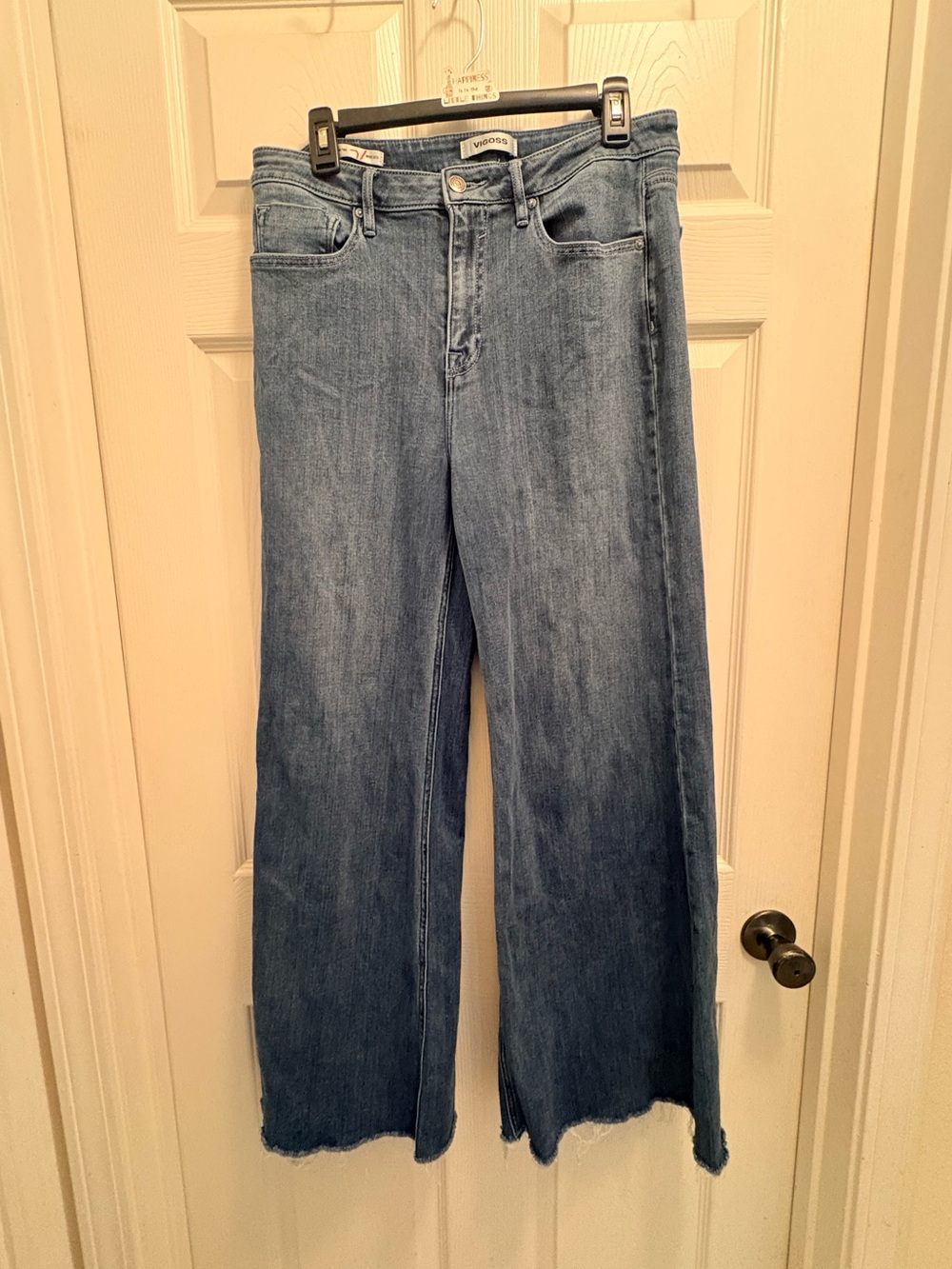 Vigoss Retro Wide Leg High Rise Jeans Raw Hem Medium Wash 31